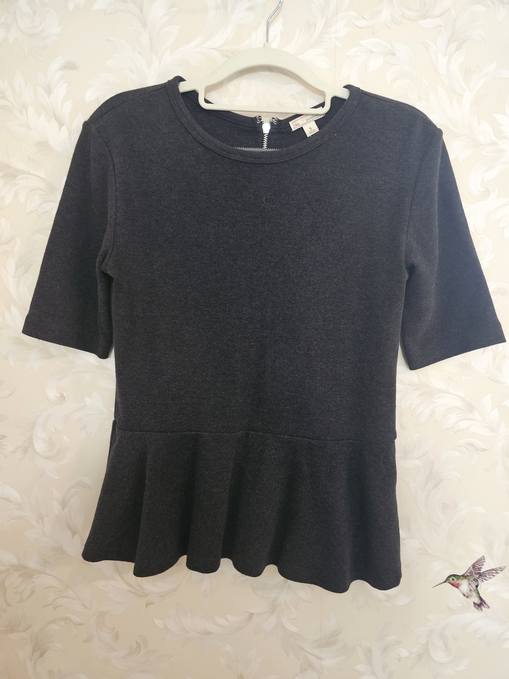GAP Dark Charcoal Peplum Short-Sleeve Top